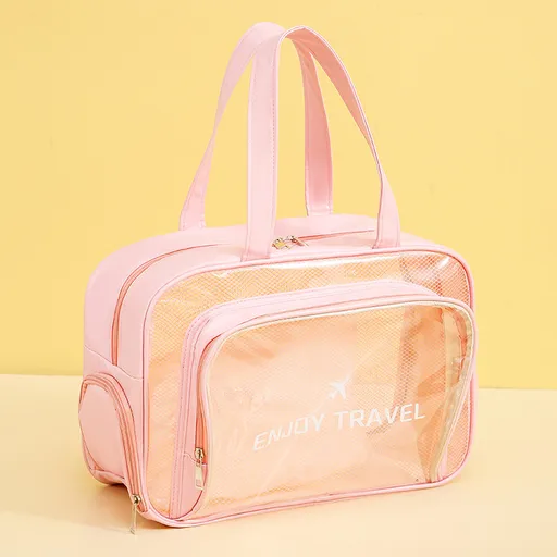 Waterproof beach bag with wet and dry separation, gym and swim storage bag, toiletries and cosmetic bag for swimsuits and goggles (Pink has shoe compartment)