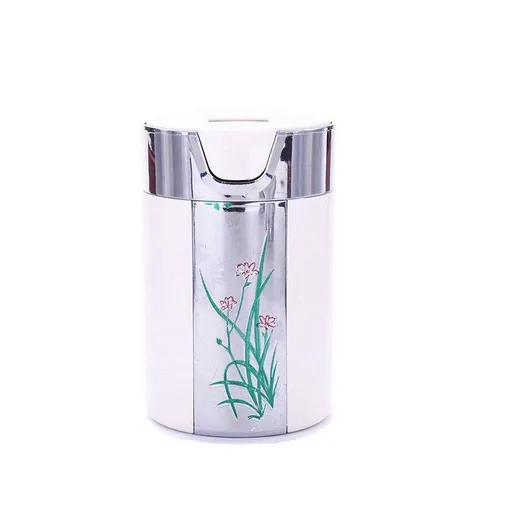 Travel Cigarette Ashtray Car Auto Portable Smokeless Cup Holder Cylinder With LED Light Lid Battery (Black and White)