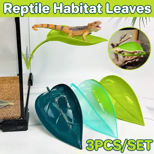 3pcs Reptile Habitat Leaf Decorations Simulated Aquatic Greenery for Comfort