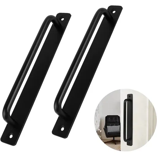Sliding Door Handles Matte Black Aluminum Alloy 211mm 2 Piece