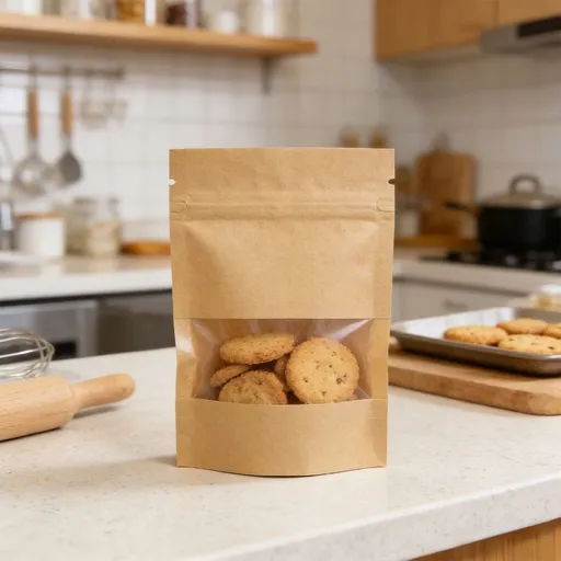 100 Pack Resealable Kraft Paper Bags with Window - Mini Zipper Bags for Food Storage Coffee Tea Snacks - Small Sample Pouches for Candy Cookies Jewelry