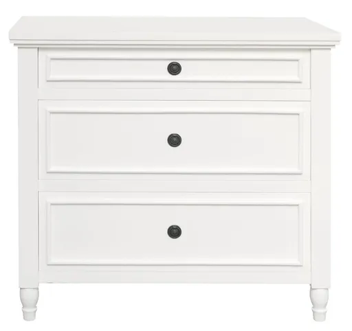 Beau 3 Drawer Solid White Cedar Turn Leg Dresser (White)
