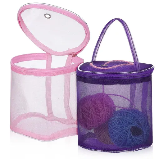 2-Pack Crochet Yarn Storage Bags Organizer for Hooks, Skeins, and Portable Craft Supply Holders