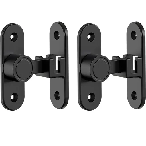 Barn Door Locks, 90/180 Degree Right Angle Flip Gate Latch Fit for Bedroom, Garden, Cabinet - Sturdy and Secure Sliding Barn Door Lock (Black-2 Pcs)