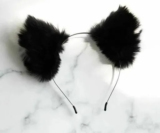 House Of Dasein Black / White Puppy Ears Anime Cosplay Headband Lolita Roleplay - Black