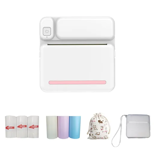 Back to School Thermal Portable Bluetooth Printers, High Resolution Instant Photo Printer, Mini Wireless Thermal Image Photo Printers for Android IOS Mobile Phone 3.1×1.5×3.1 in Pink