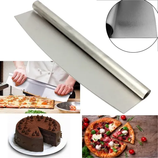 Pizza Cutter, Razor Sharp Stainless Steel Slicer Knife, Rocker Style Heavy Duty Knife Blade Non-Stick Stainless Steel Dishwasher Safe(1Pcs)