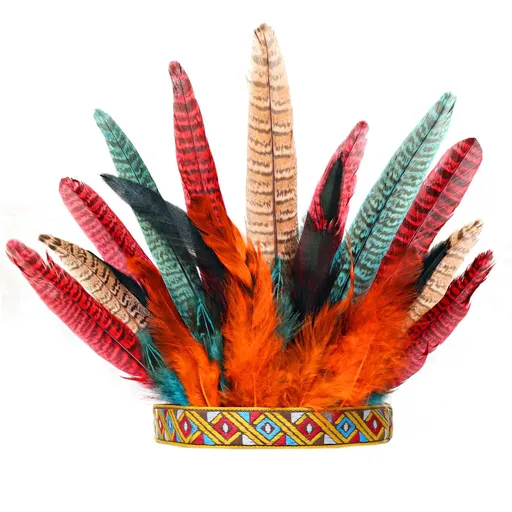 Peacock Feather Headband Headpiece Fascinator Headdress Cosplay Headwear Stage photography runway props（55-60CM）