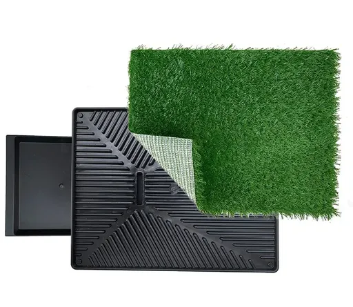 Portable Indoor Dog Potty Training Grass Mat in Black, 1060x410x70mm