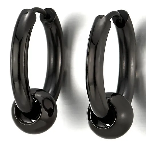 Stainless Steel Circle Beads Hinged Earrings for Men Women, offer durability and a contemporary aesthetic 2pcs