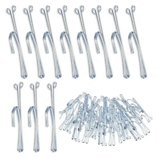 Stainless Steel Slip-On Drapery Hooks, 80 Pcs, Metal Curtain Pleat Hooks, Silver Finish