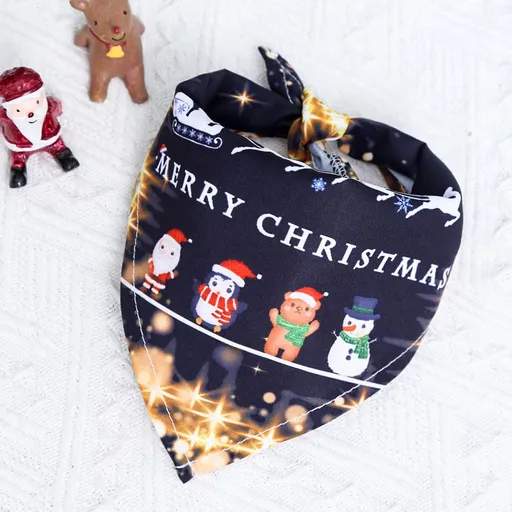GuGou Christmas Dog Cat Bandana Small Black Shiny Triangle Scarf (Anhui Origin) Small (for pets up to 10 jin)