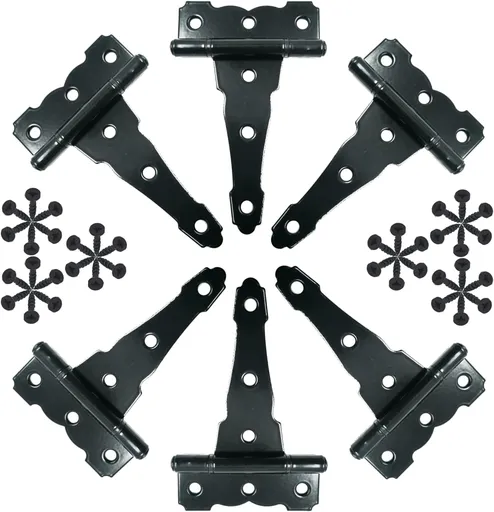 4 inch Strap Hinges - Heavy Duty, Rustproof, Classic Antique Shed Door Hinges (6, 4 inch)