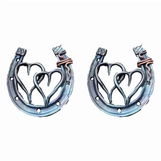 2X Handmade Horseshoe, Cast Horseshoe Wall Decor, Good Lucky Horseshoe, Hand Cast Horseshoe with Love Wall Decor A