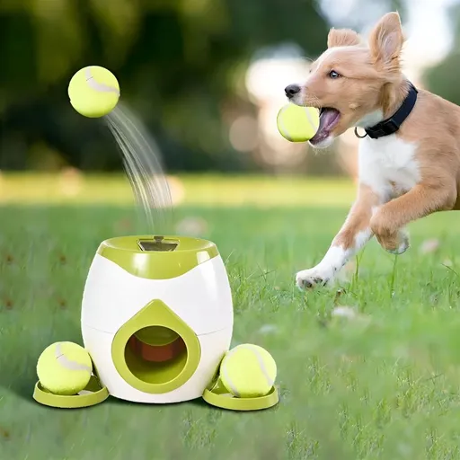 2-In-1 Automatic Dog Ball Launcher&Automatic Treat,Interactive Dog Tennis Ball Throwing Machine Interactive Dog Toy for Training&Fetch,Dog Tennis Ball Launcher
