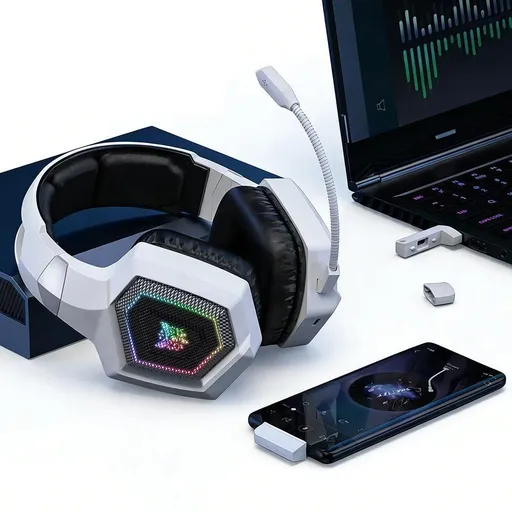 2.4GHz Wireless Gaming Headset with Flip Mic for PC White