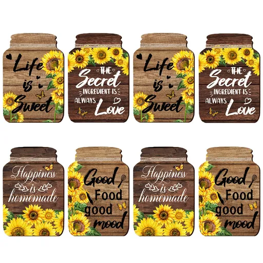 8 Pcs Sunflower Vases Wall Sticker,Wood Color Wall Decals Peel and Stick,Wall Stickers for Living Room Kitchen Bedroom Study