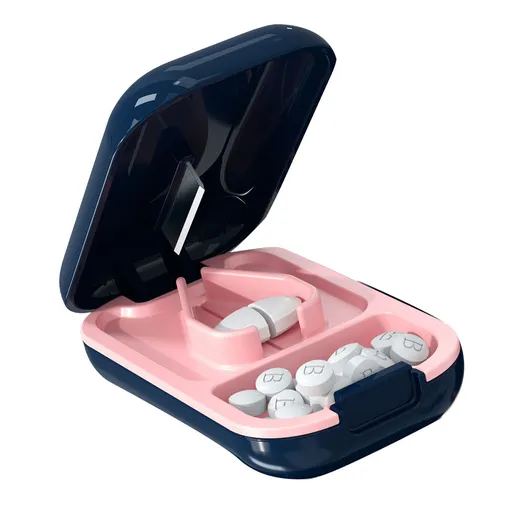 Tablet Cutter Dual Purpose Stainless Steel Blade Storage Case Sapphire Blue