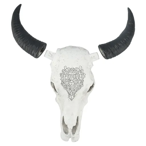 Resin Bull Head Wall Hanging Decoration Long Horn Animal Sculpture Background Wall Home Ornament