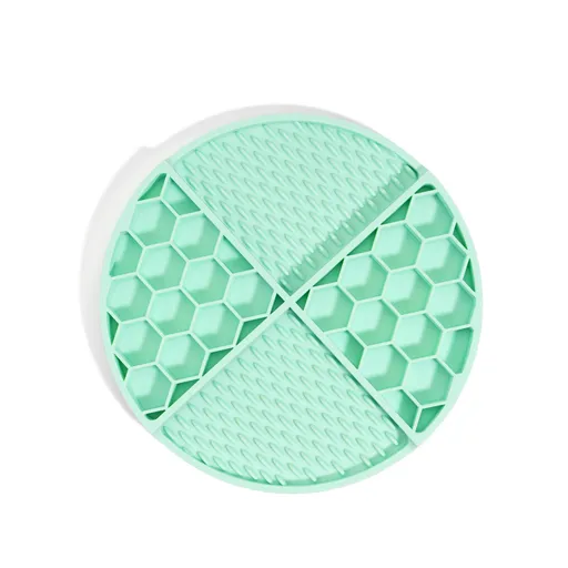 2 Pcs Mint Green Honeycomb Pet Slow Feeder Bowl - Anti-Choke Silicone Lick Mat with Suction for Dogs