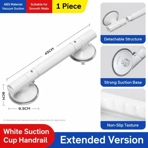 Extended White Suction Grab Bar