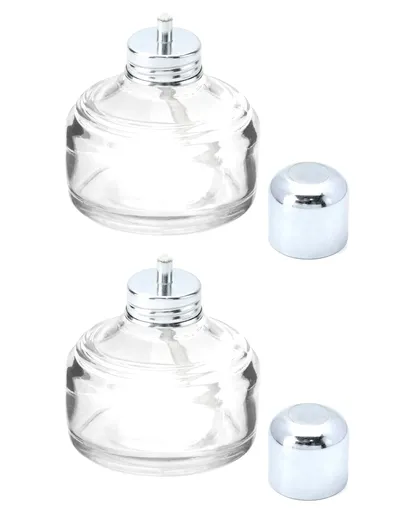 Alcohol Lamp, 2 Pack 120ml Glass Laboratory Alcohol Burner Lamp, Lab Equipment Heating Bottle with Cotton Wick and Metal Cap, for Science Experiments, Fuel Not Included