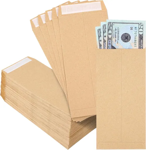 120 PCS Money Envelopes for Cash Kraft Paper, 6.5”x3.2” Small Self-Adhesive, Saving Challenge Coin Coin, Check, Budget, Item Organizer - 6.5"x 3.2"
