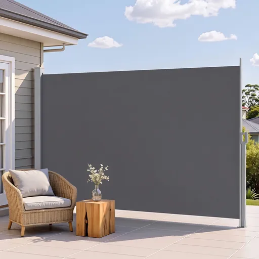 Instahut 2X3.5M Side Awning Retractable Privacy Screen Outdoor Sun Shade Grey