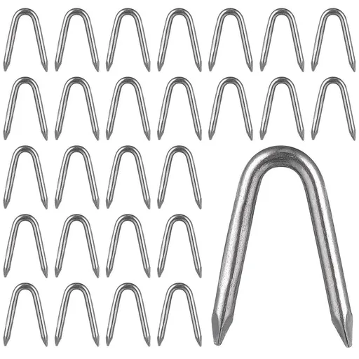 70-Piece Galvanized U Staples for Wood Posts, -Resistant Wire Fixing Nails for Outdoor and Garden Use