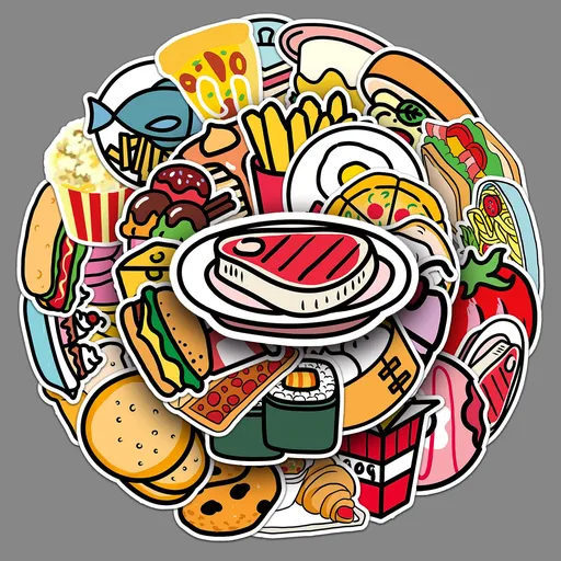 50 Packs Sushi Roll Rice Stickers Water Bottles Laptop Phone Computer Guitar Skateboard Japanese Food Sushi Rice Ramen Soup Vinyl