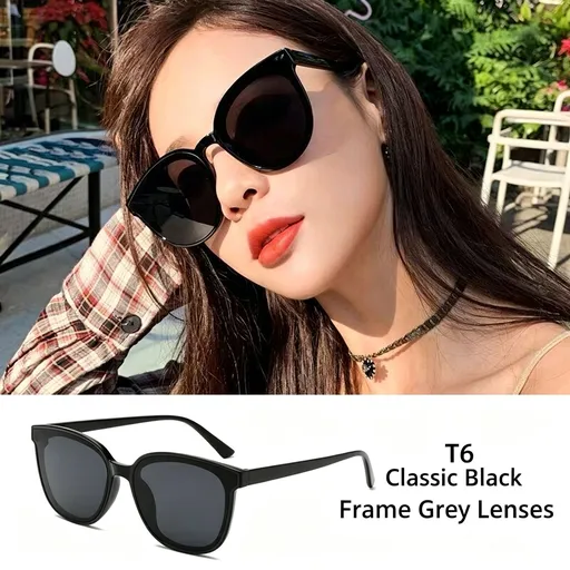 T6 Black Frame Gray Lens | UV400 Pilot Sunglasses | Christmas Pilot Cool Gift | Aviator Style Trendy Fashion Sun Glasses