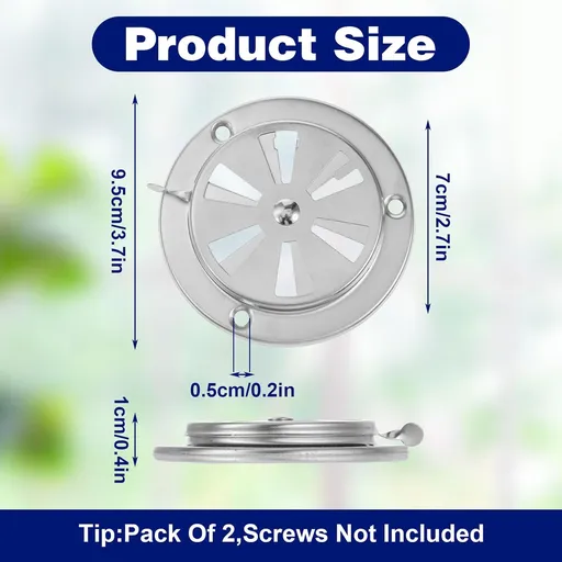 2 PCS BBQ Grill Smoker Air Vent Set, Adjustable Stainless Steel Grill Vent Damper for Controlling Airflow, BBQ Smoker Grilling Exhaust Smokers Replacement Parts for Grills, Stove and Smokers (95mm)