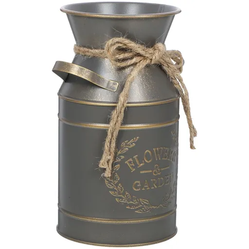 Rustic Flower Pot Flower Bucket Planter Grey Galvanized Iron 1Set