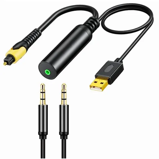 USB Digital Fiber Optical to 3.5mm Converter, Audio Cable AUX Adapter, Aux Adapter Cord