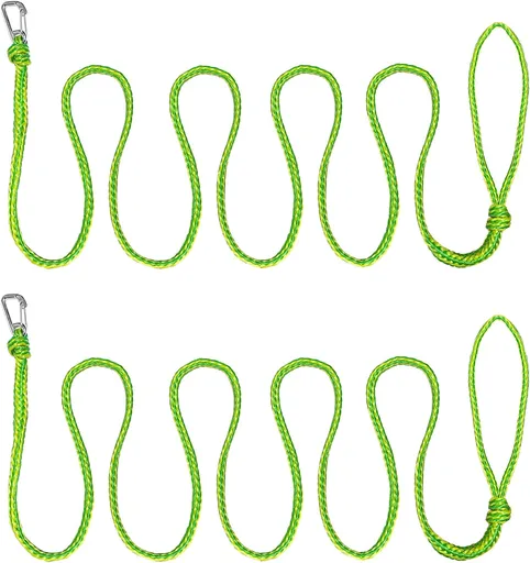 Kayak Tow Rope with Clip Dock Lines Heavy Duty Braided Line Ideal for Jet ski,watercraft Boat, Kayaking, Marine Sets of Two Ropes 1/2 Inch Diameter x 12 ft Lengths Geen