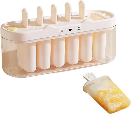 6 Cavity Silicone Popsicle Mold Ice Cube Tray for DIY Ice Lolly and Dessert Making, 22.5 x 8.5 x 7.5 cm