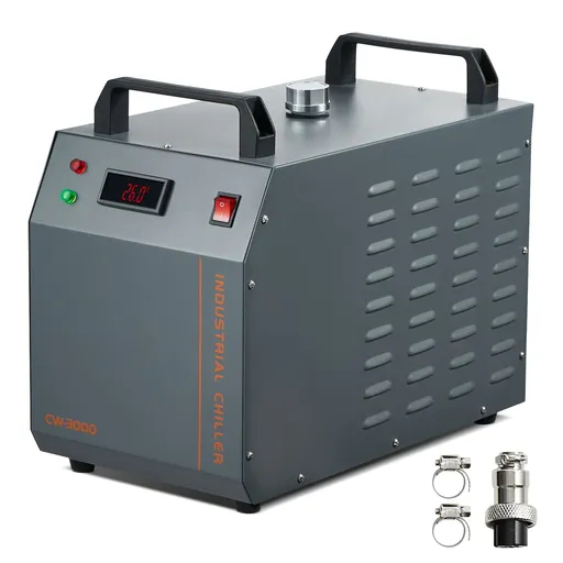 Industrial Water Chiller, CW-3000, 80W Air-Cooled Industrial Water Cooler Cooling System with 12 L Water Tank Capacity 12 L/min Maximum Flow Rate, for Laser Engraving Machine Cooling Machine