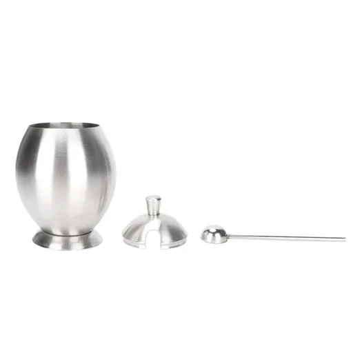 Egg Shaped Condiment Container Stainless Steel with Spoon Oval Condiment Jar For Spice Sugar Kitchen Resturant