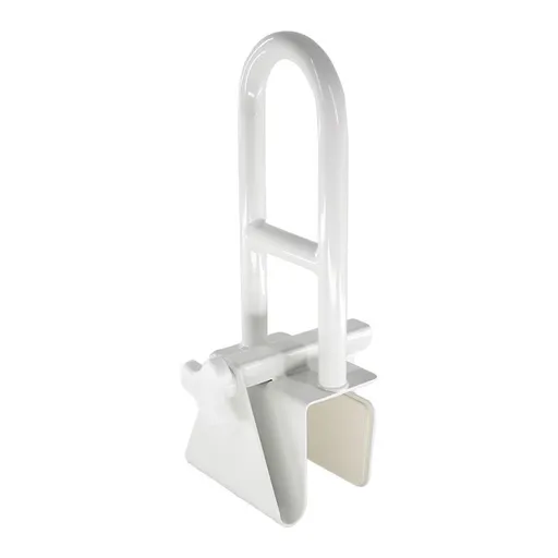 Adjustable Bathtub Safety Rail Shower Grab Bar Handle, Stainless Steel, White Adjustable Tub Grab Bars for Side