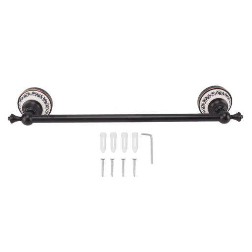 40.5cm Bathroom Towel Bar Copper Bath Towel Rack Single Towel Bar Wall Mounted Towel Holder European Style Black Antique