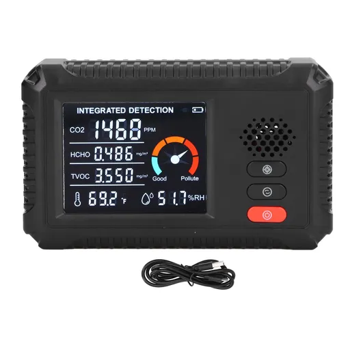 Air Quality Detector 5 in 1 Real Time Environmental Assessment Monitor for HCHO TVOC CO2 Temperature Humidity Detection