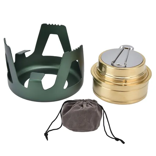 Camping Stove Windproof Vaporizable Portable Liquid Spirit Stove with Stand for Outdoor CampingGreen