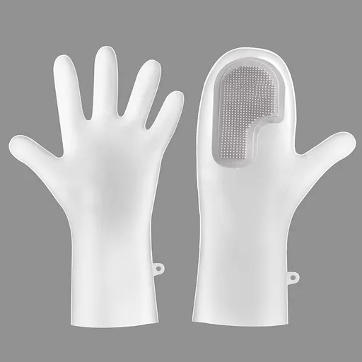 3 Pairs of Grey Brush Gloves Integrated Brush Glove – Multifunctional Cleaning Glove for Kitchen, Dishwashing & Household Tasks
