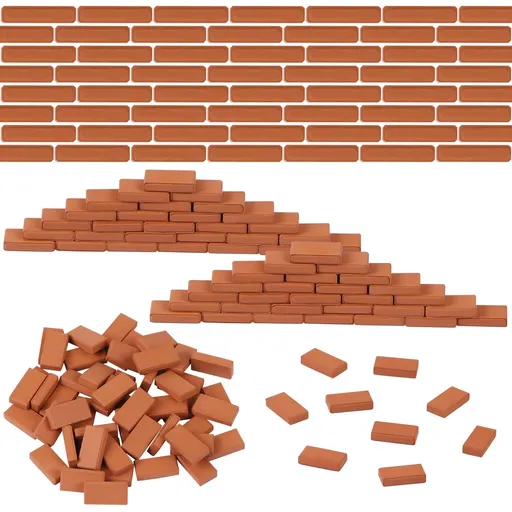 50 Pieces Mini Bricks Tiny Bricks for Landscaping Red Miniature Bricks Model Brick Small Wall Bricks Fake Bricks for Crafts