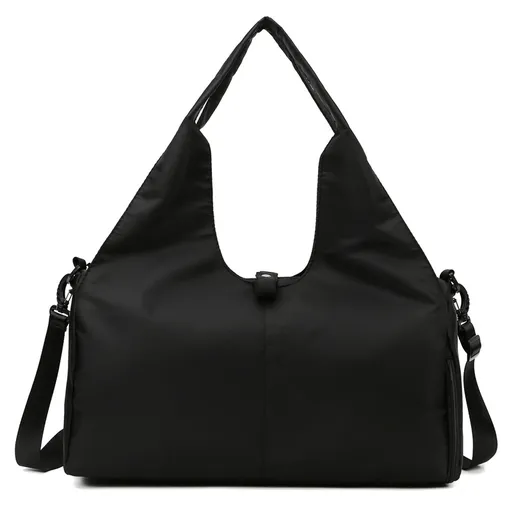 Black Women Large Capacity Yoga Gym Bag with Shoe Compartment and Mat Strap Water Resistant Travel Duffel Lightweight Tote for Fitness and Weekend Trips