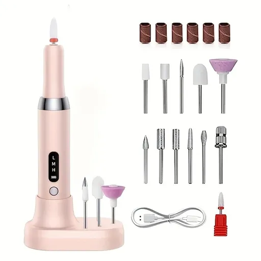 Pink Wireless Charging Nail Drill, 3-Speed Adjustable, Professional-Level Care in One Tool