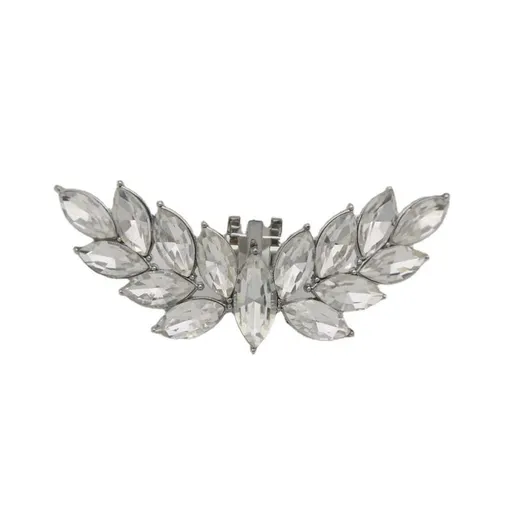 2 Pcs Rhinestone Metal Shoe Clips Detachable Ladies Shoe Embellishments Wings Shaped Shoe Buckle for High Heels Accessories Silver