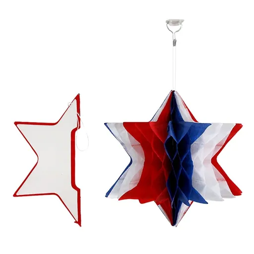 4th of July Patriotic Hanging Decorations - Red White Blue Paper Fans & Star Hanging Decor for Independence Day, Memorial Day, Veterans Day Party Supplies, USA Theme Party Decorations