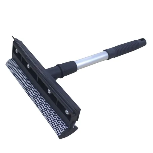 Window Squeegee Cleaning Tool, 2-in-1 Car Squeegee with Sponge and Rubber Blade – Windshield Cleaning Tool & Bug Scrubber for Car, Black