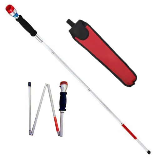 Blind Cane with Voice - Reflective Folding Walking Stick - Anti Slip Mobility Cane for Vision Impaired and Blind People